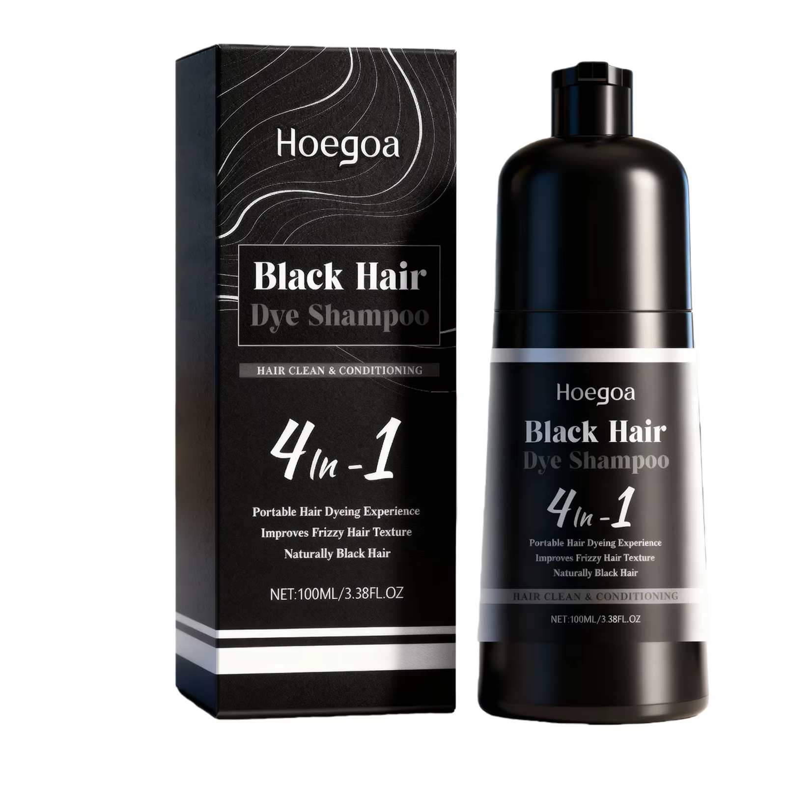 Shampoo colorant capillaire noir Hoegoa, couvrant les cheveux gris et blancs, assombrissant, nettoya