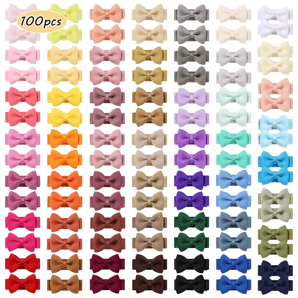 Bébé arcs 100 pièces 1.2 ''ruban cheveux arcs Clips pour bébé filles couleur bonbon nœud papillon ép