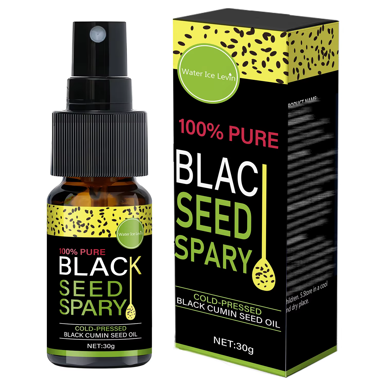 Spray à l'Huile de Graines Noires 100% Pure - Traitement Capitaire Pressé à Froid, Nutrition Intensi