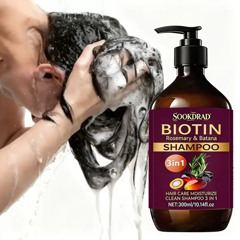 Shampoo 3-en-1 à la biotine avec romarin et batana, nourrit le cuir chevelu, hydrate les cheveux, 30