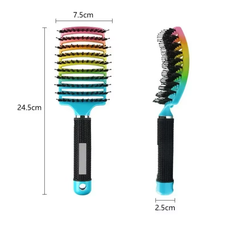 Brosse à cheveux exfoliante, brosse à cheveux en poils pour femmes, peigne humide et bouclé, outil d