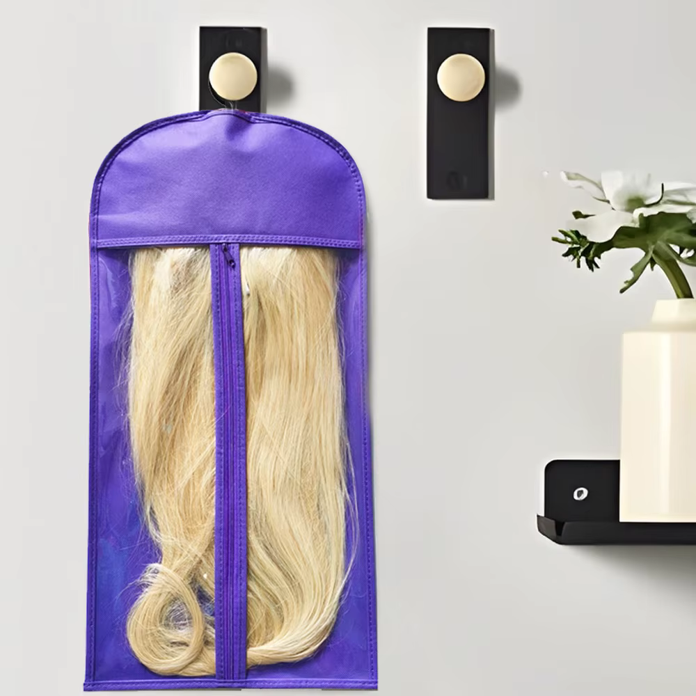 Sacs de rangement pour perruques Premium, 3 pièces, avec cintres métalliques robustes, Design Transp