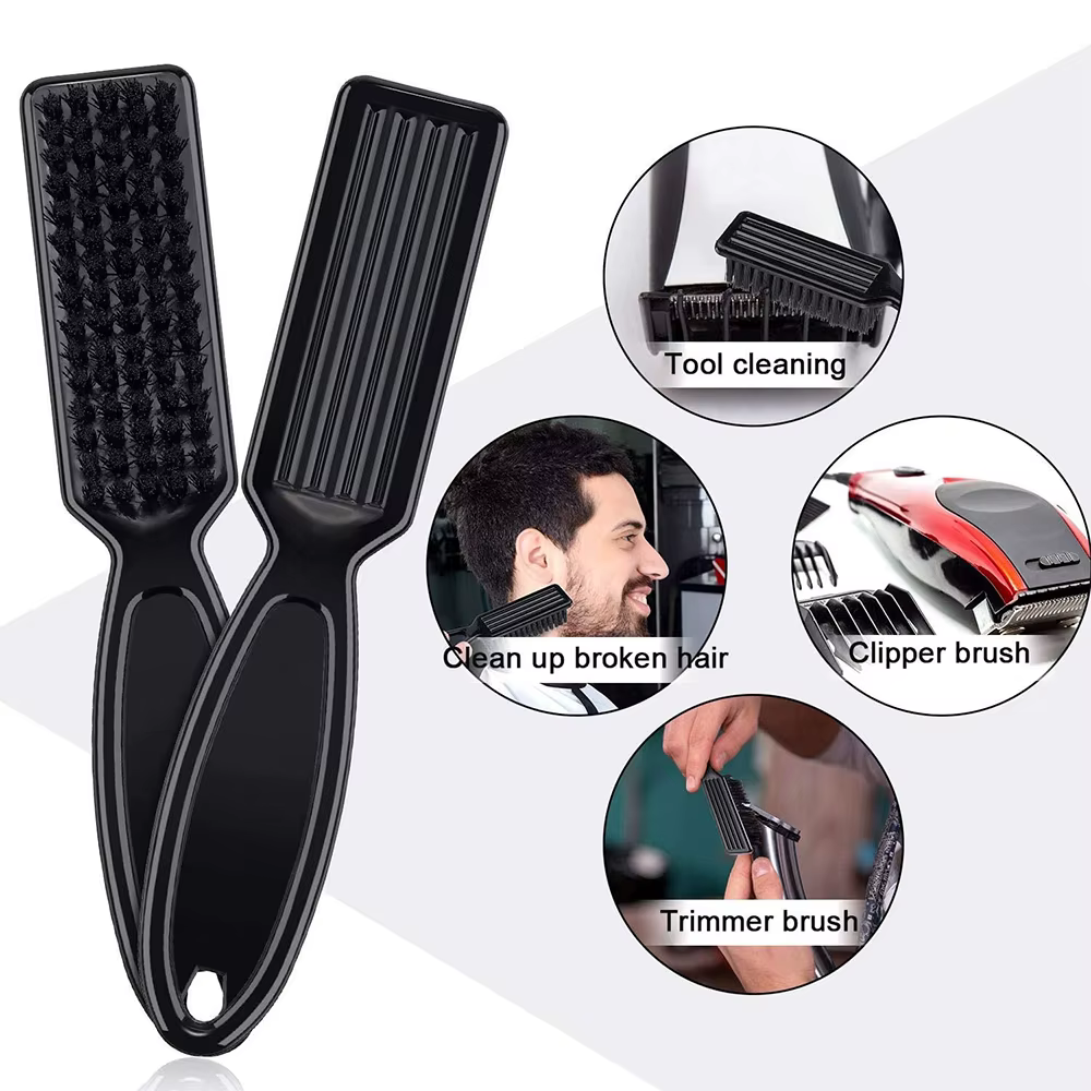 Ensemble de brosses de barbier, plumeau de cou, manche en plastique, brosse de nettoyage de cheveux