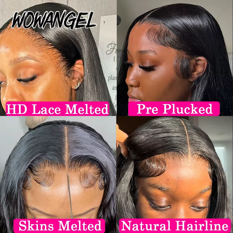 Wow Angel 5x5 Wear Go HD Lace Closure Glueless Wigs 28in Perruque droite malaisienne Perruques humai