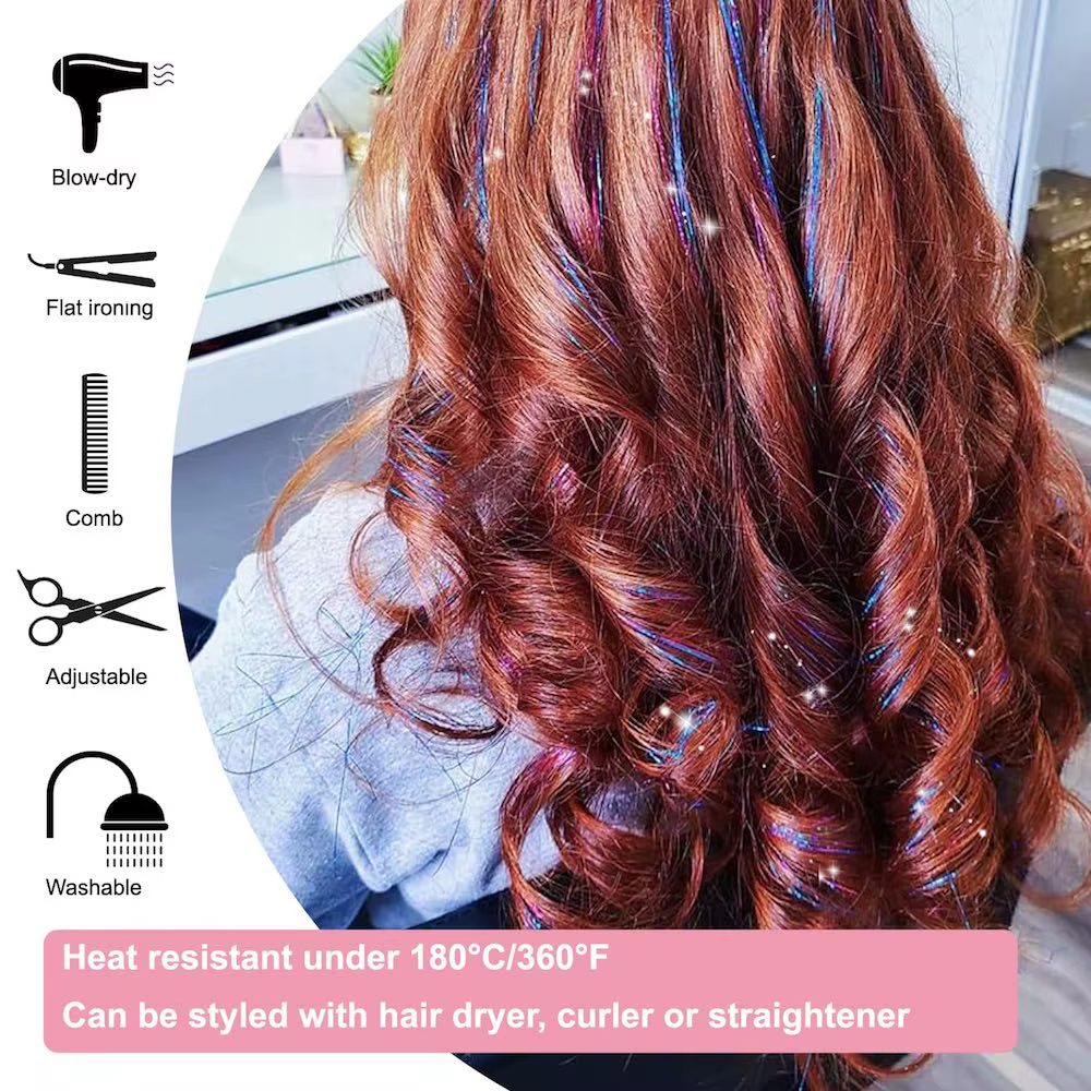 Extensions capillaires synthétiques brillantes pour femmes, 6 pièces, 50cm, Extensions capillaires p