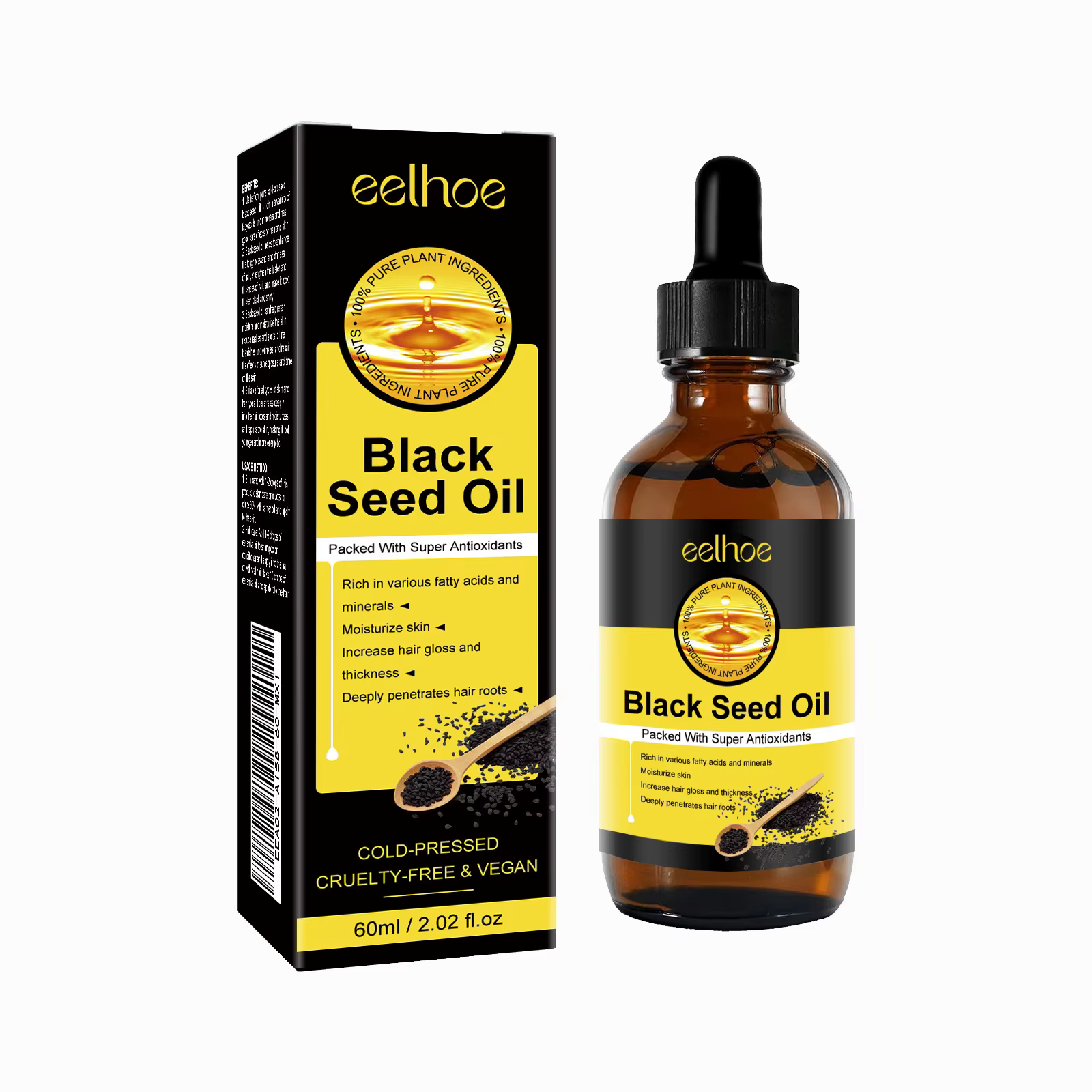  EELHOE huile de graines noires soin du cuir chevelu biologique naturel traitement de la calvitie p