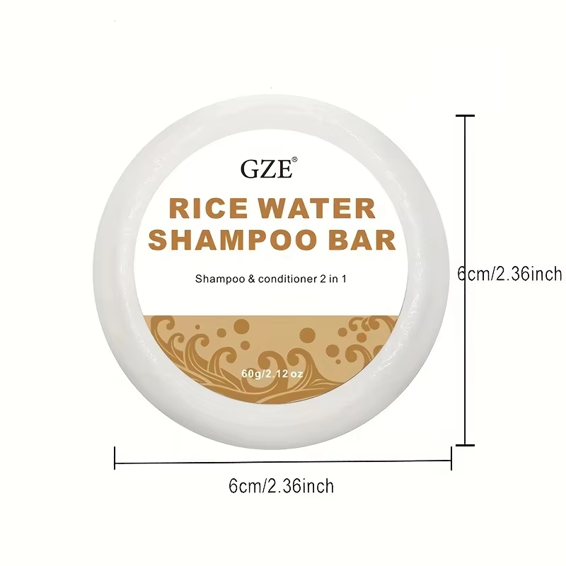 GZE – barre de shampoing à l'eau de riz, savon pour cuir chevelu, nettoyage doux, fait à la main, ea