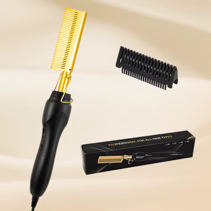 Brosse à lisser les cheveux Portable 2 en 1, peigne chaud, outil électrique pour lisser les cheveux,