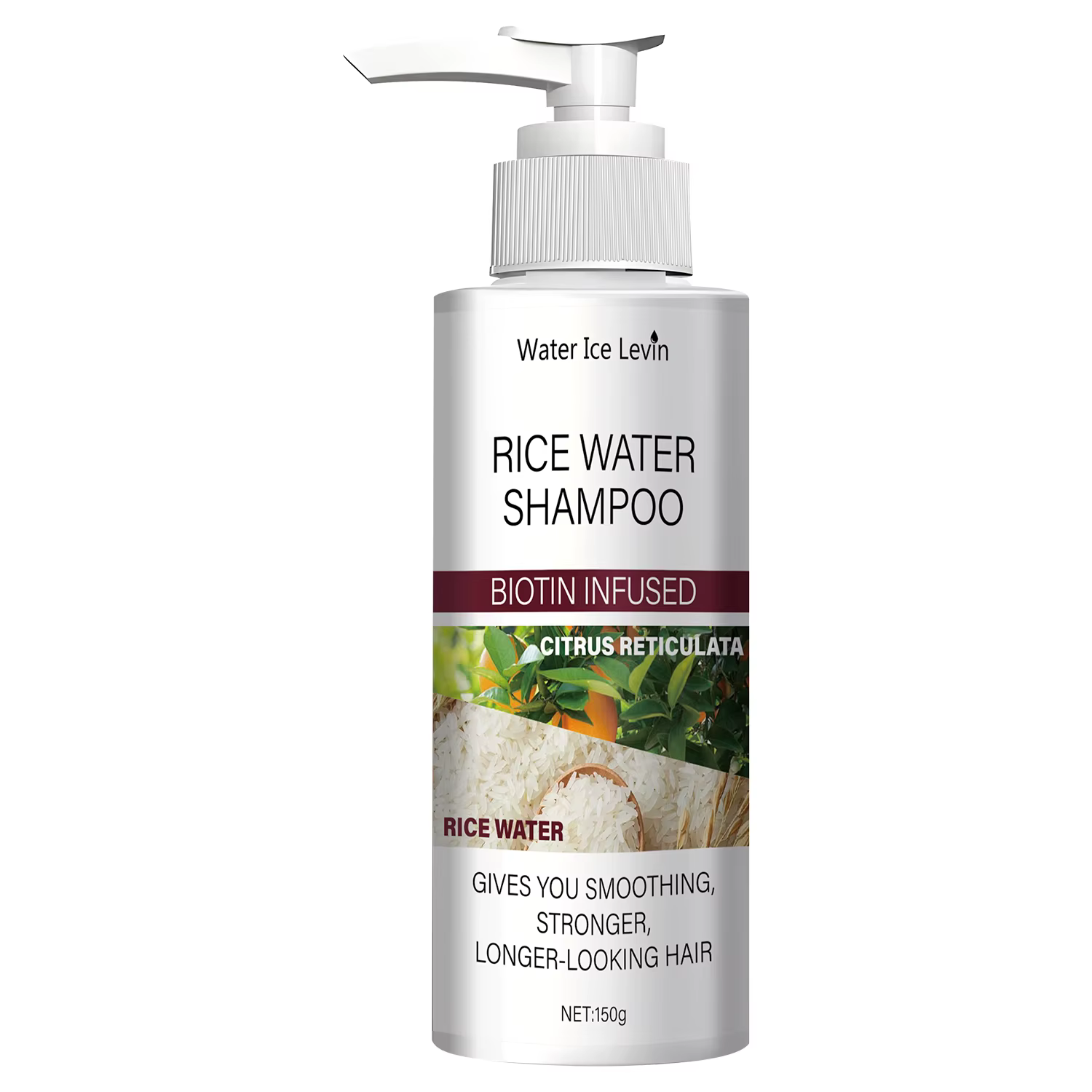 Shampoing à l'Eau de Riz à la Biotine et Kératine - Lissage et Renforcement, Fraîcheur Citronnée, Ch