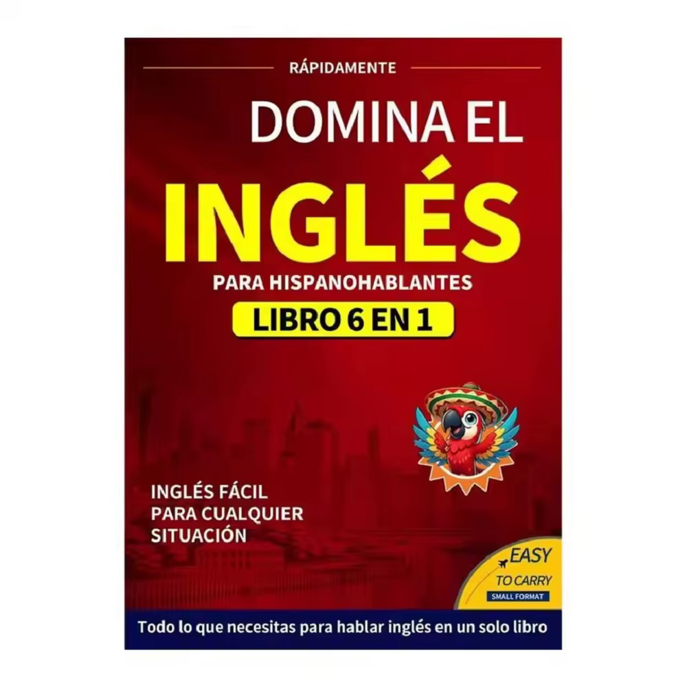 Livres anglais pour débutants, édition espagnole 6-en-1, cahier d'exercices anglais, dictionnaire d'