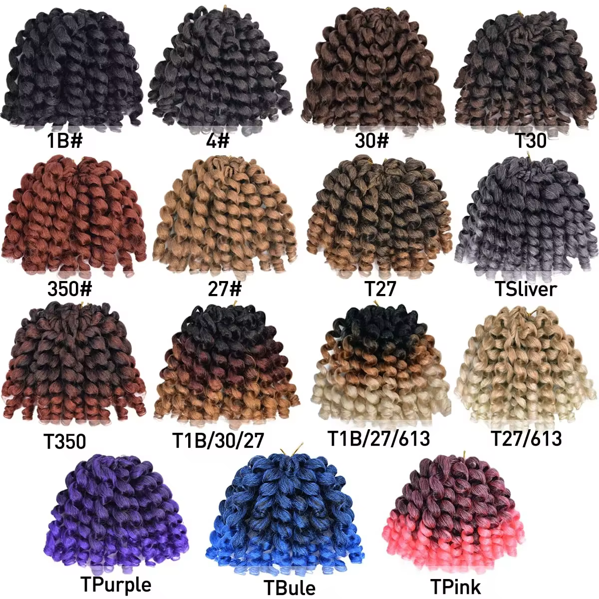 Ombre tressage cheveux Jumpy baguette Curl Crochet tresses synthétique Crochet Extension de cheveux