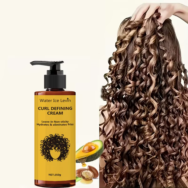 Crème coiffante pour cheveux bouclés - Contient l'huile d'argan marocaine, contrôle des frisottis lo