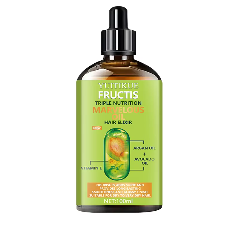 Huile capillaire YUITIKUE Fructis Triple Nutrition | Argan, avocat et vitamine E, lisse et brillan