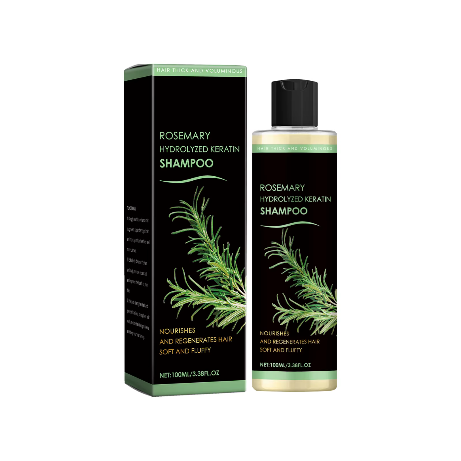 Shampoo à la kératine hydrolysée à la rosemarine, apaisant le cuir chevelu, antipelliculaire, épaiss