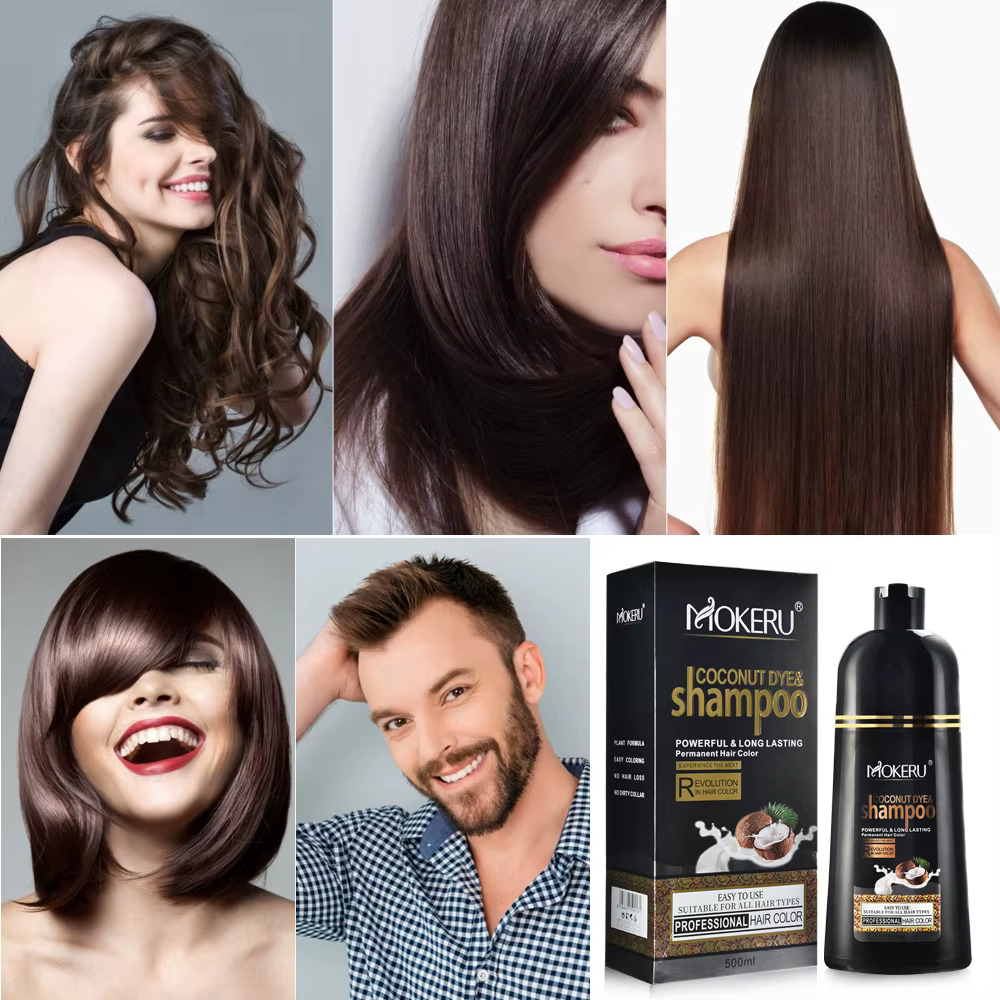Mokeru-Shampooing colorant 3 en 1, longue durée en continu, cheveux, femmes et hommes