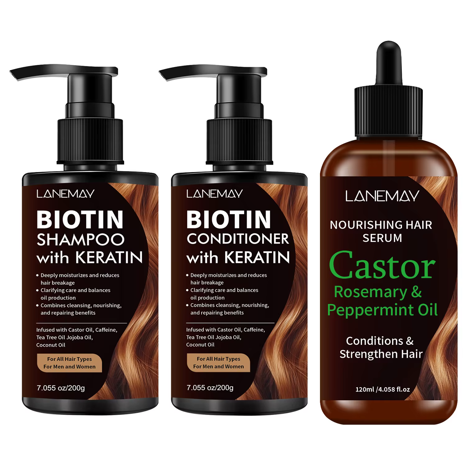 Ensemble shampoing et après-shampoing à la biotine avec kératine et sérum capillaire nourrissant – 2