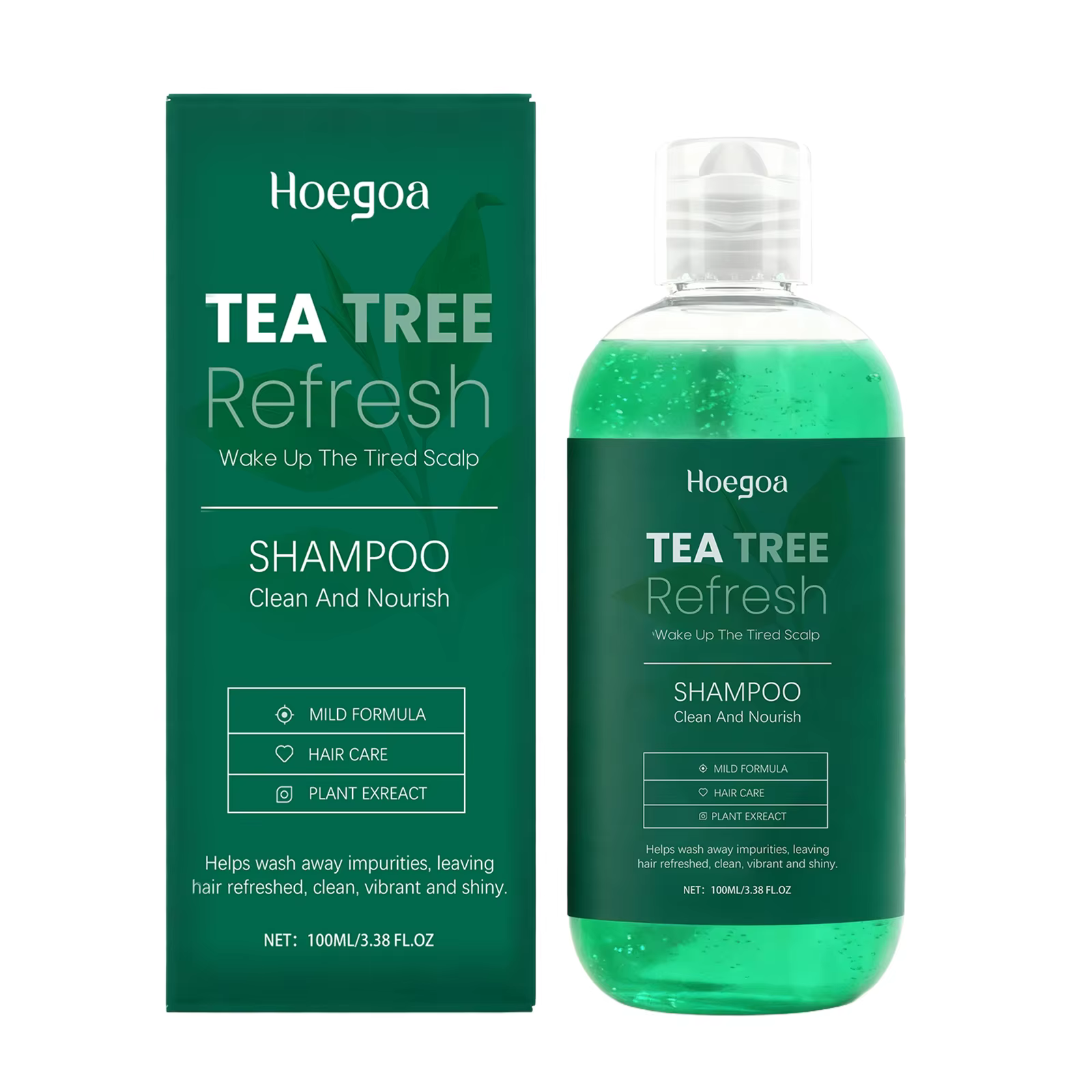 Shampooing rafraîchissant à l'huile d'arbre à thé, nettoyage en profondeur, nourrit le cuir chevelu,