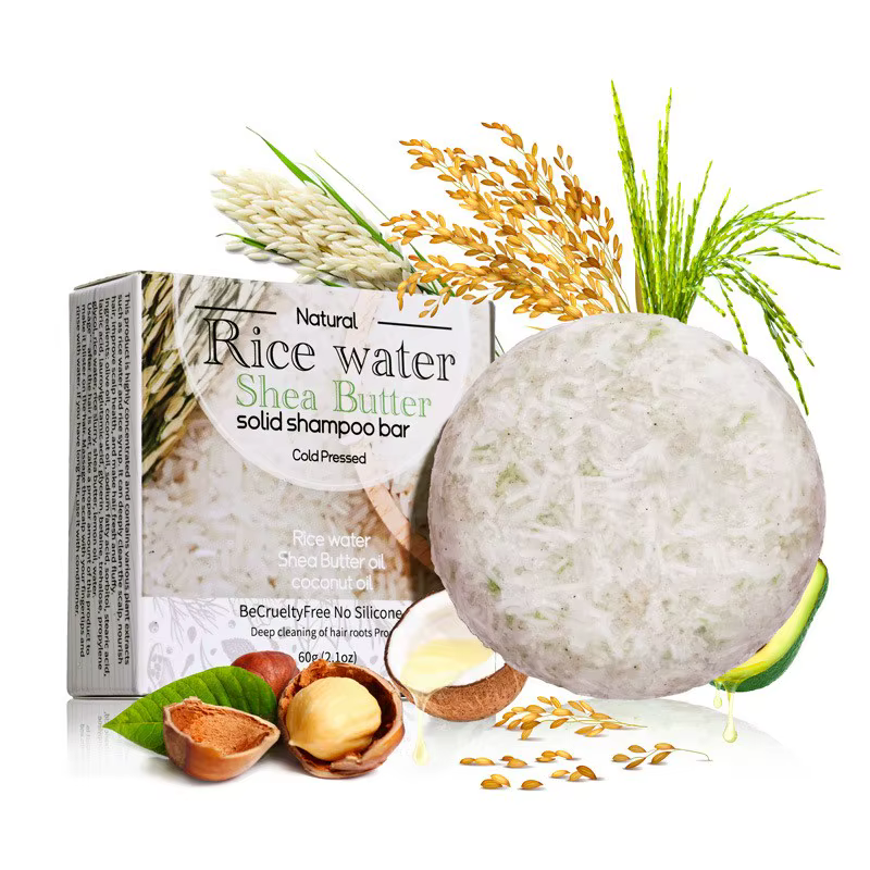 XF 60g barre de shampoing au riz 100% savon solide biologique naturel pour les soins capillaires Ant