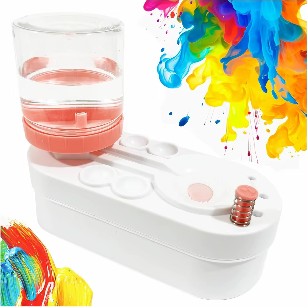 Nettoyeur de pinceaux amélioré avec circulation d'eau pré-assemblé, pour pinceaux à aquarelle, à hui
