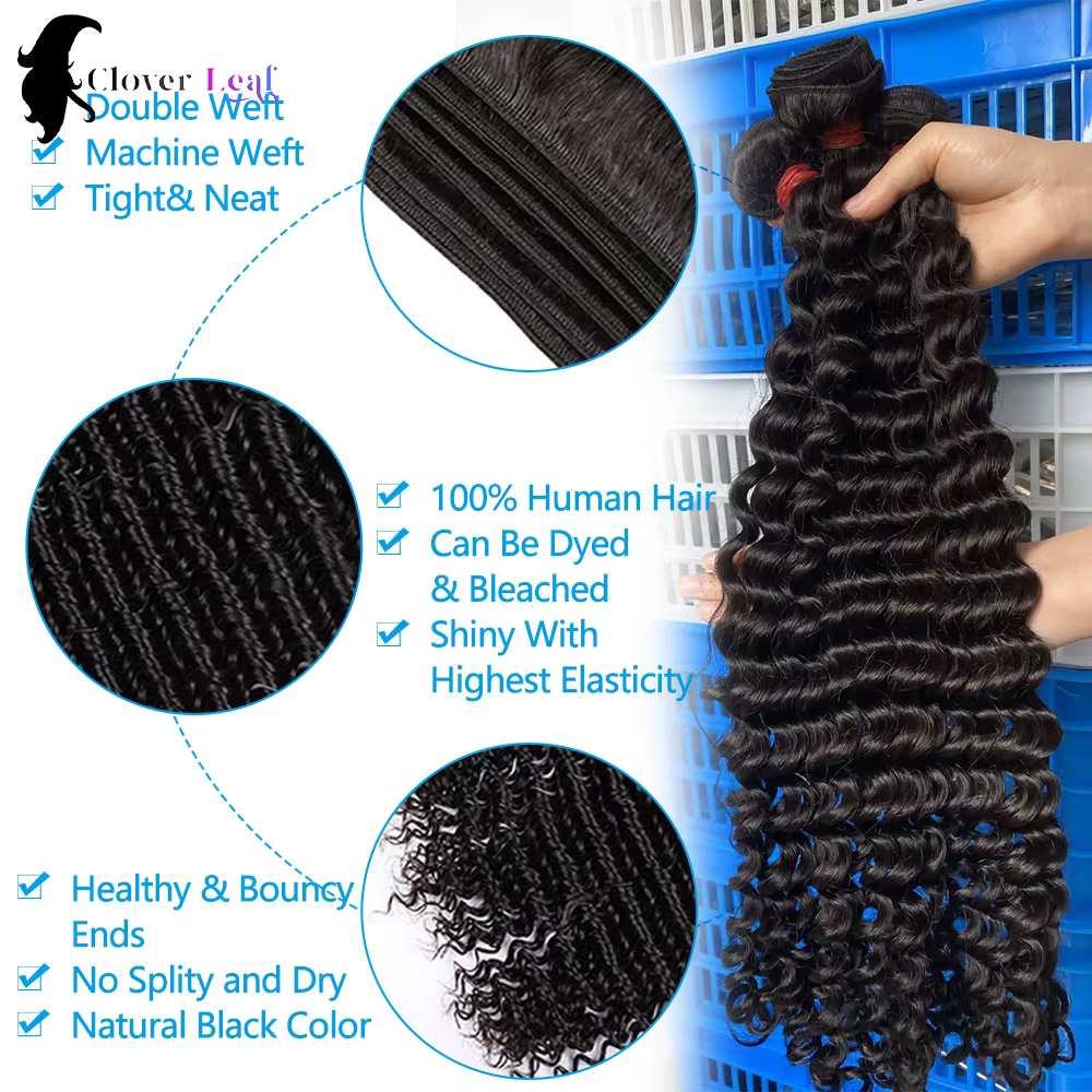 12A vague profonde paquets cheveux humains brésilien Remy 30 32 pouces cheveux bouclés crus paquets