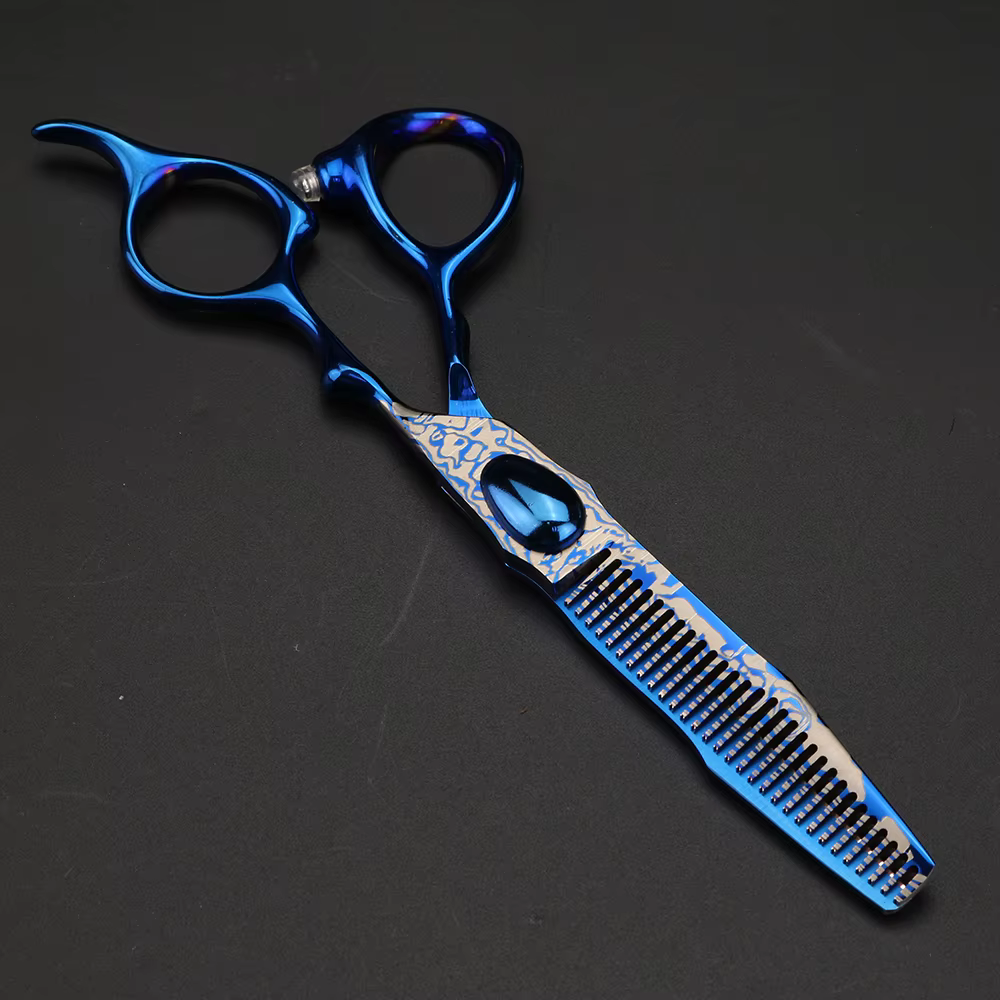 XUANTENG – ciseaux à cheveux Design Alien bleu, 6 pouces, haute dureté, ciseaux de coupe tranchants