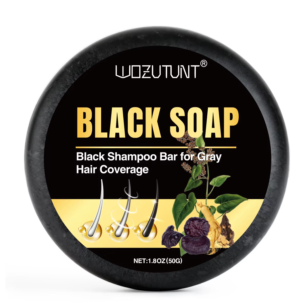 Shampoing naturel pour cheveux noirs, savon Ganoderma Polygonum Multiflorum, nourrissant, réparateur