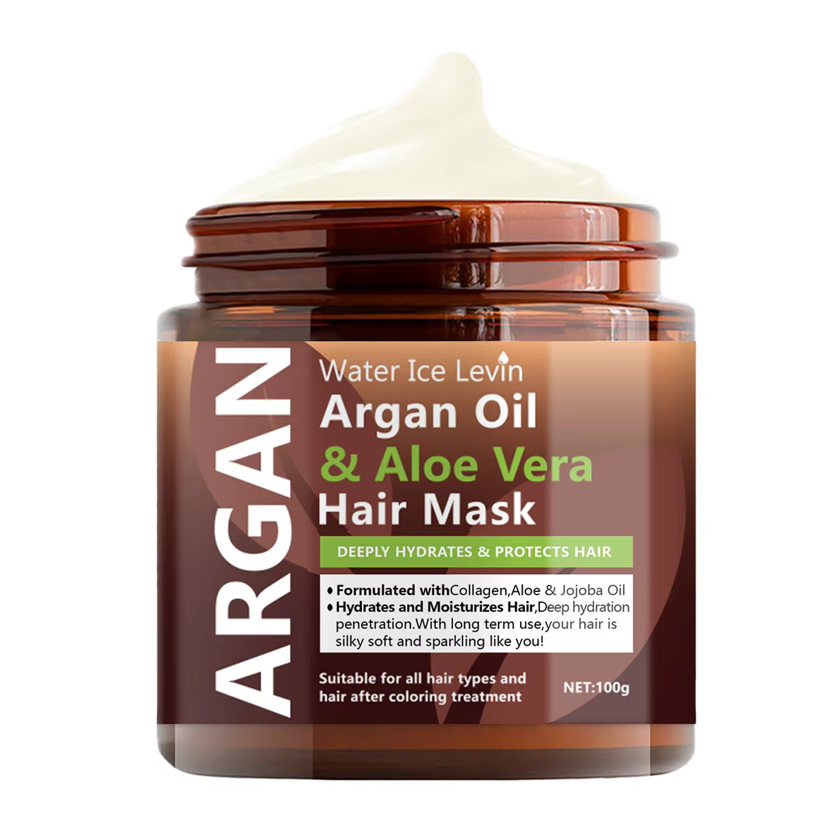 Masque capillaire à l'huile d'argan et à l'aloe vera, traitement au collagène et à la kératine, aprè