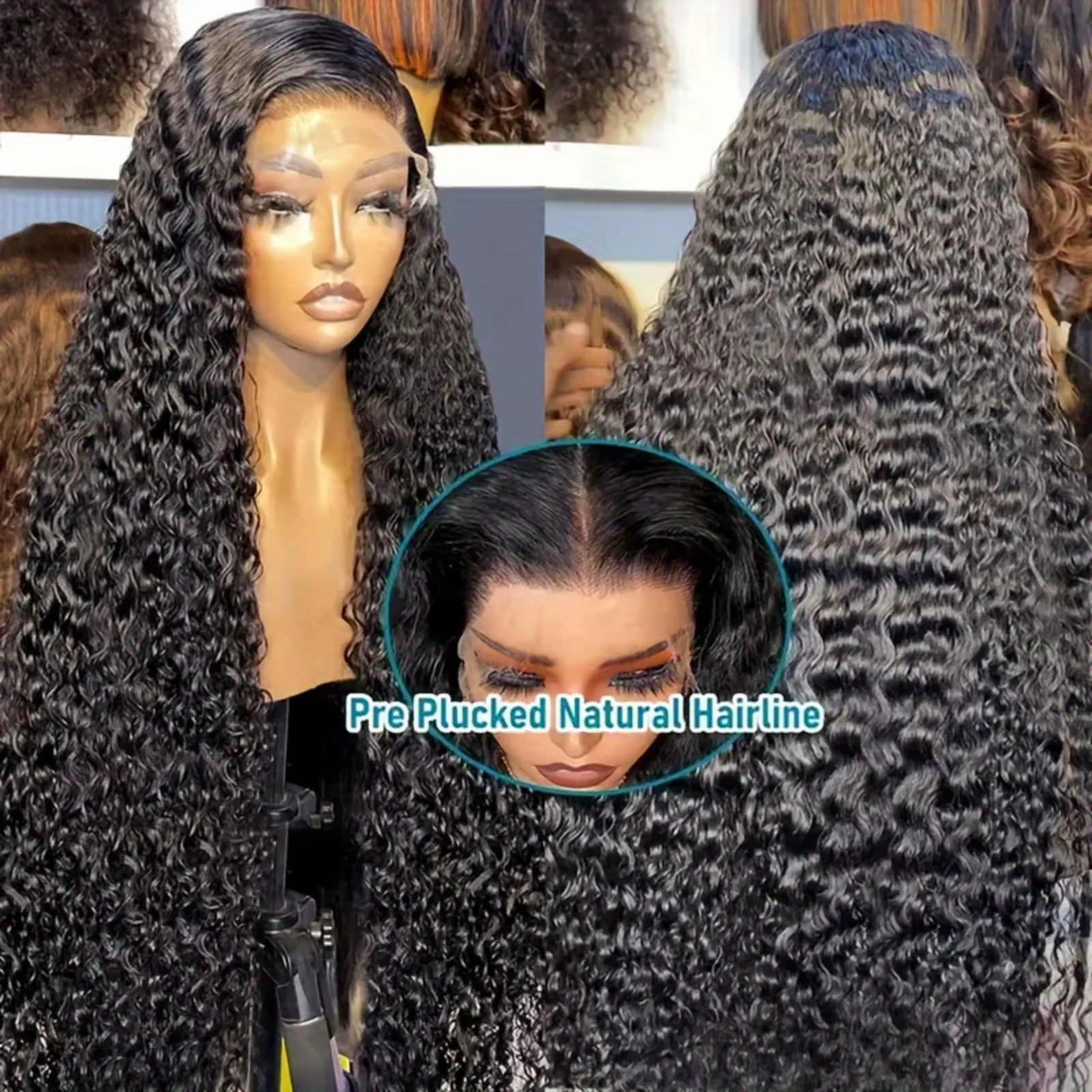 Perruque en cheveux humains Deep Wave avec dentelle frontale HD 13x6, sans colle, prête à porter, av