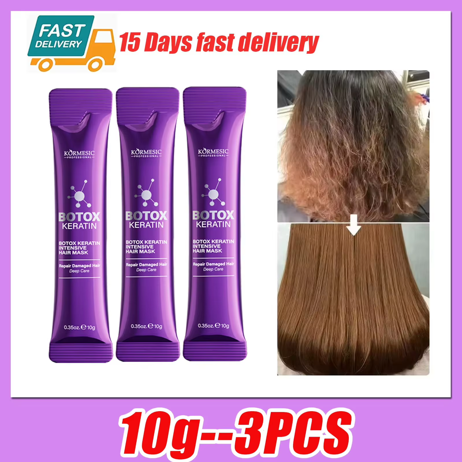 Masque capillaire à la kératine 5 secondes, réparation magique pour les cheveux secs, crépus et abîm