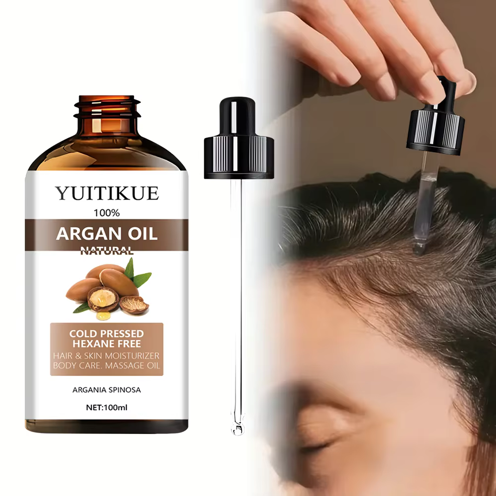 Sérum à l'huile d'argan 100 % marocain – Convient aux cheveux, de la peau et du corps, améliore la b