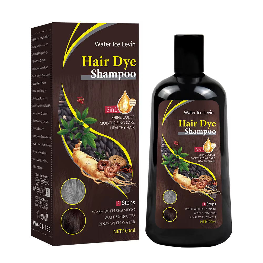 Nouveau shampooing de couleur de cheveux 3 en 1, fait instantané des cheveux de blanc au brun, manch