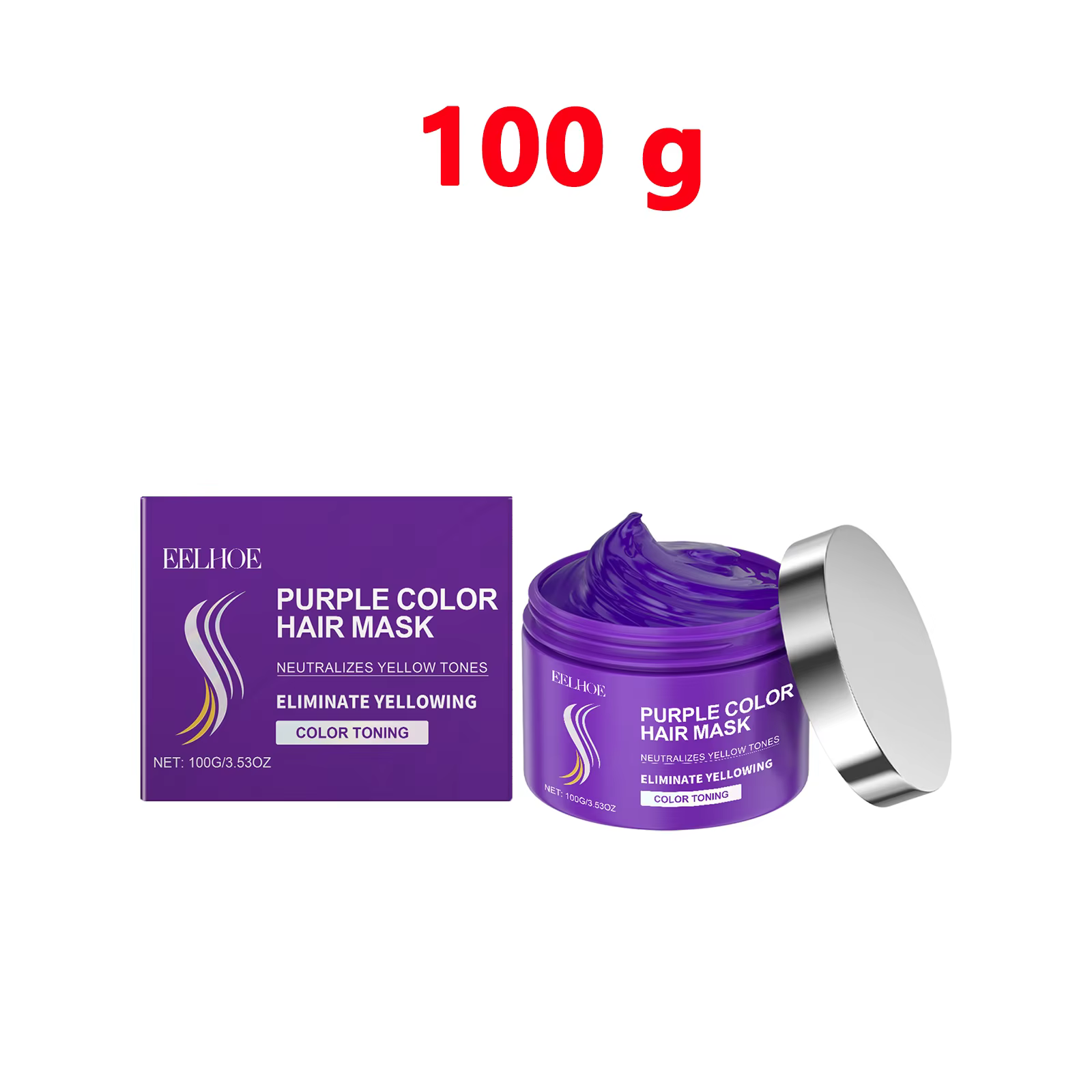 Masque capillaire violet à la kératine, traitement réparateur pour cheveux gris et jaunissants, masq