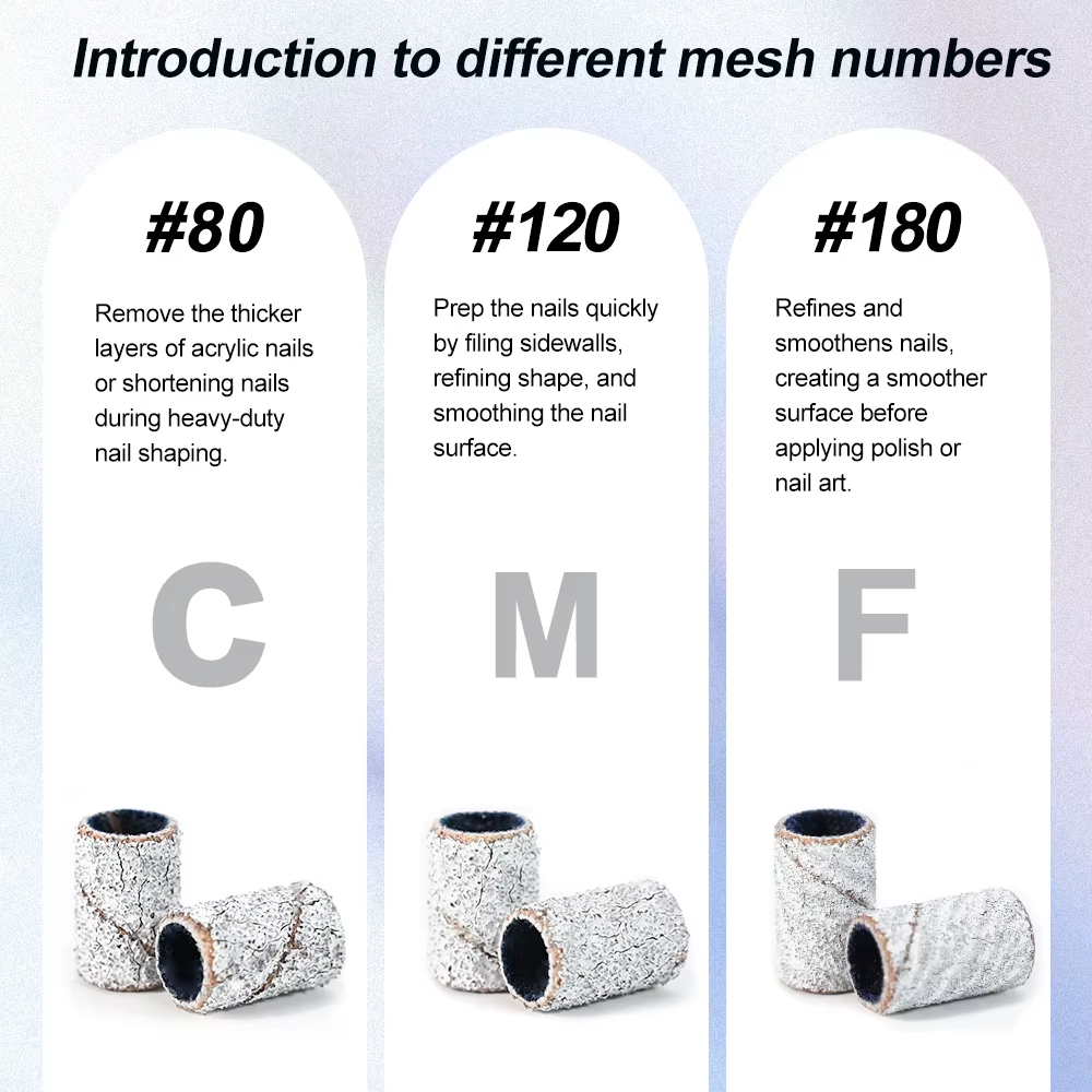 Mini bandes de ponçage zébrées pour ongles, machine électrique, forets à ongles, dissolvant de verni
