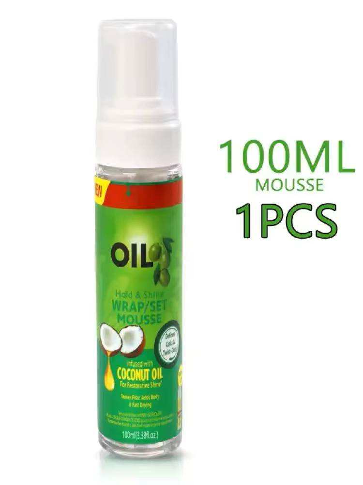 Mousse Coiffante et Fixante à l'Huile d'Olive 100 ml pour Cheveux Bouclés et Ondulés, Mousse Coiffan