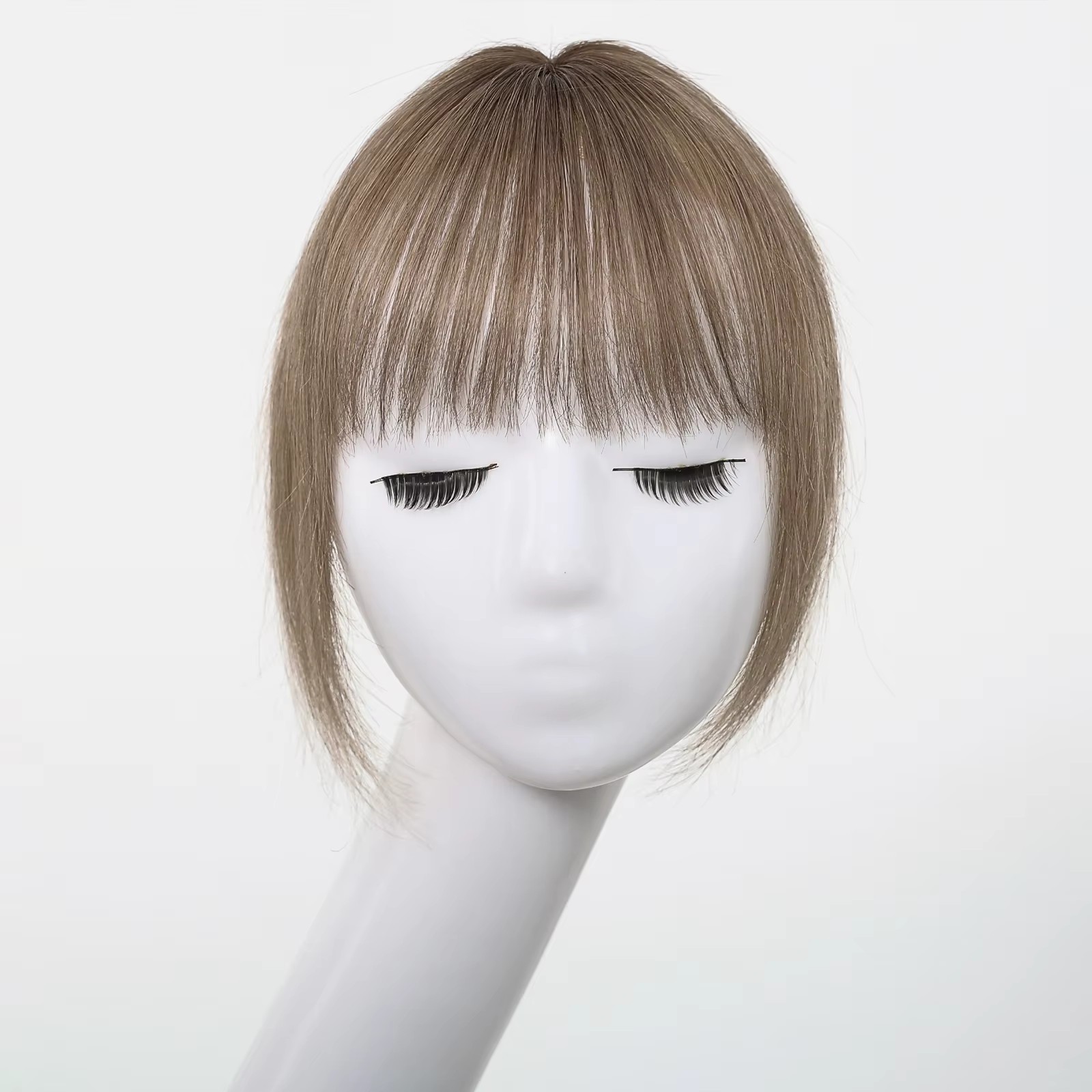 100% Remy cheveux humains Toppers avec frange brun clair postiches 3D vaporeux frange pour les femme