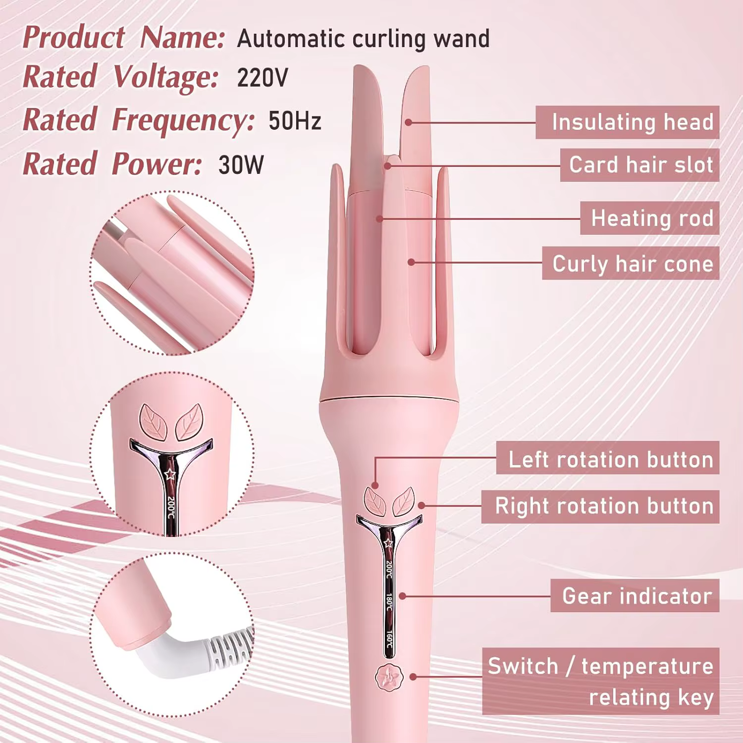 Fer à friser automatique, bigoudi en céramique anionique, chauffage rapide réglable à 4 vitesses, ou