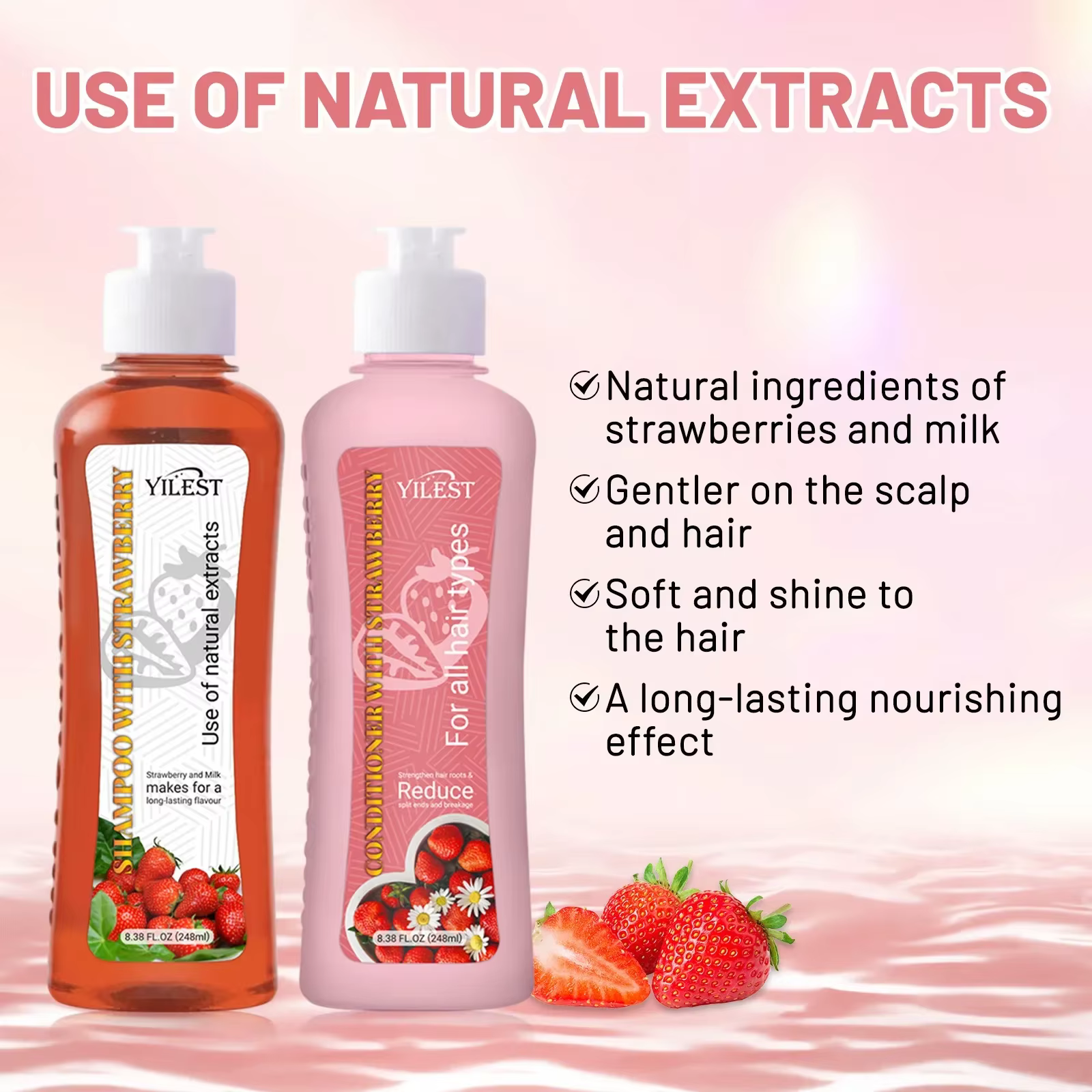 Ensemble shampooing et après-shampooing YILEST pour la perte de cheveux, cheveux secs et abîmés, soi