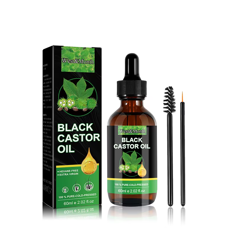 Huile de ricin noire 100% pure pour femmes, croissance des sourcils, nourrit les sourcils, huile ess