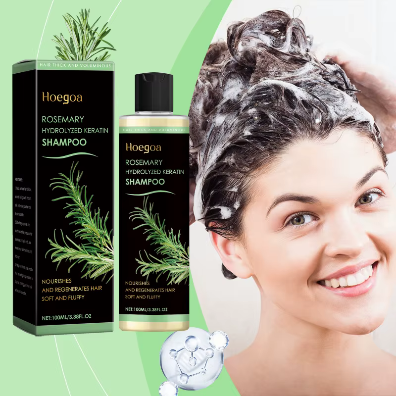 Shampoing au romarin pour l'épaisseur des cheveux, volumateur, renforcement, hydrate, réduit la rupt
