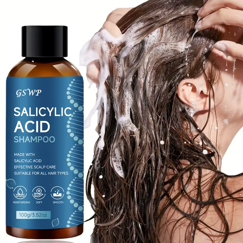 Shampoo à l'acide salicylique GSWP qui nettoie en douceur, laisse les cheveux souples, lisses et pro