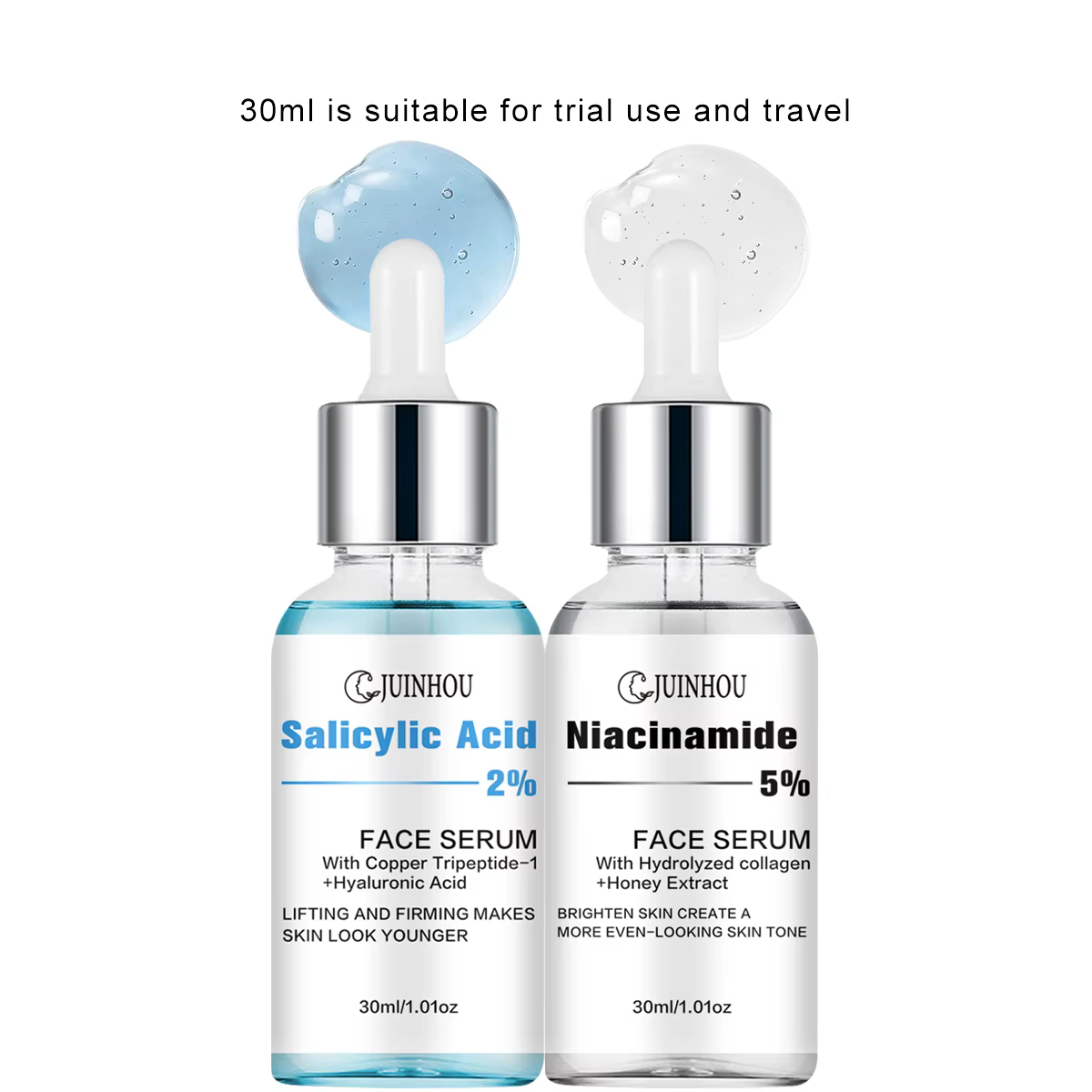 JUINHOU Lot de 2 sérums à l'acide salicylique et à la niacinamide pour éclaircir la peau, contient 5