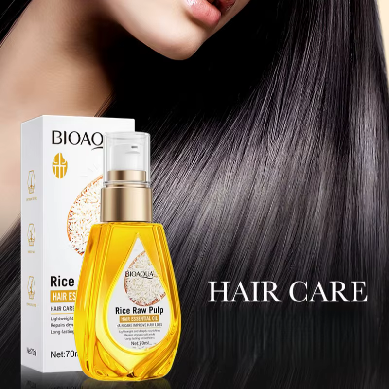 Huile Essentielle pour Cheveux à la Pulpe de Riz 70ml, Texture Fraîche, Facile à Absorber, Non Grass