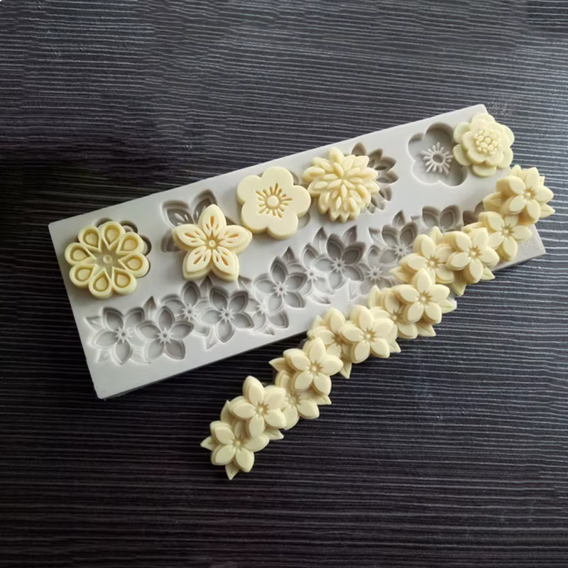 Moule à Fondant en Silicone, fleurs, une variété, bricolage, circonférence de gâteau, bouquet de fle