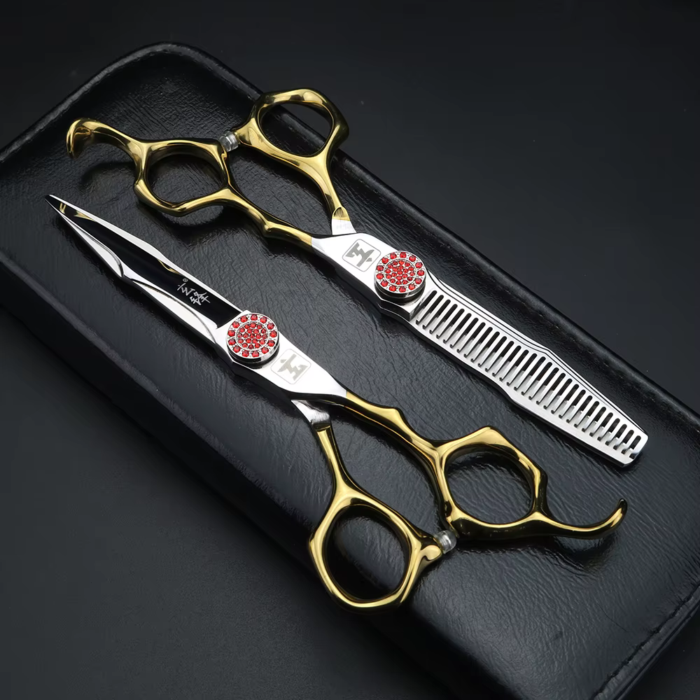 XUANFENG ciseaux à cheveux de processus CNC de 6 pouces, vis rubis, ciseaux de coupe de coiffeur et