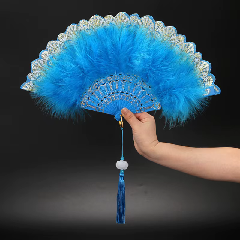 Ventilateur pliant Lolita en plumes, Style rétro, danse, gothique foncé, décoration de fête de maria