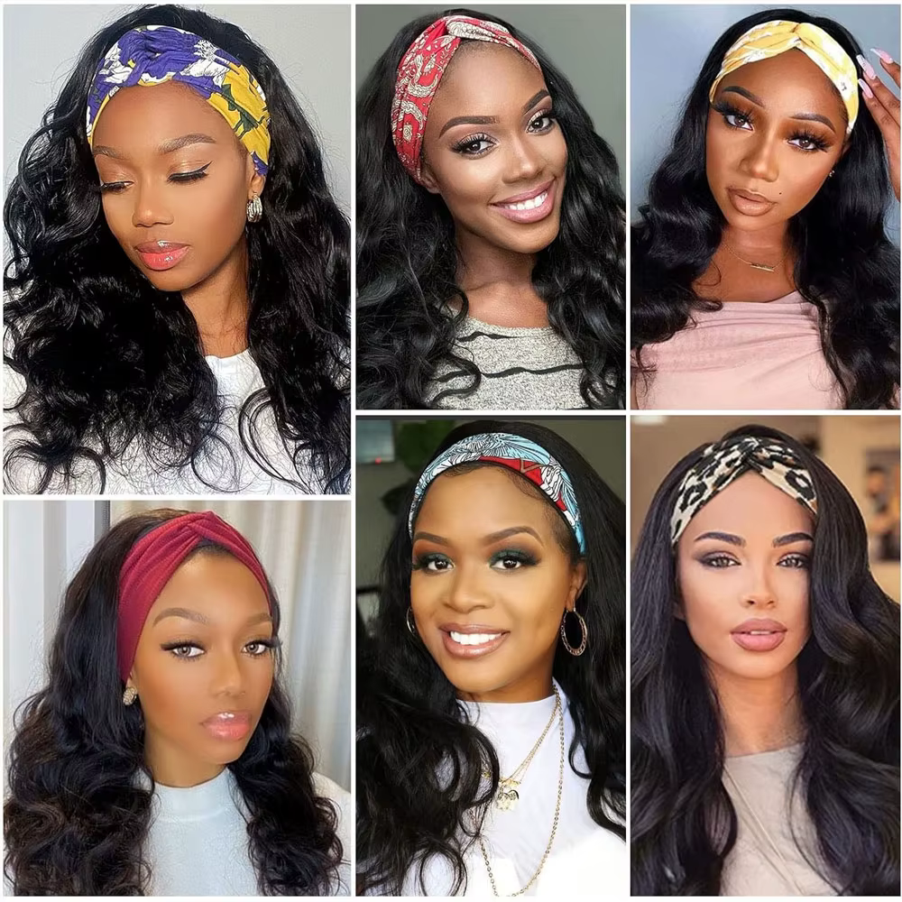 30 40 pouces bandeau perruque cheveux humains vague de corps perruque 200% densité Remy perruques de