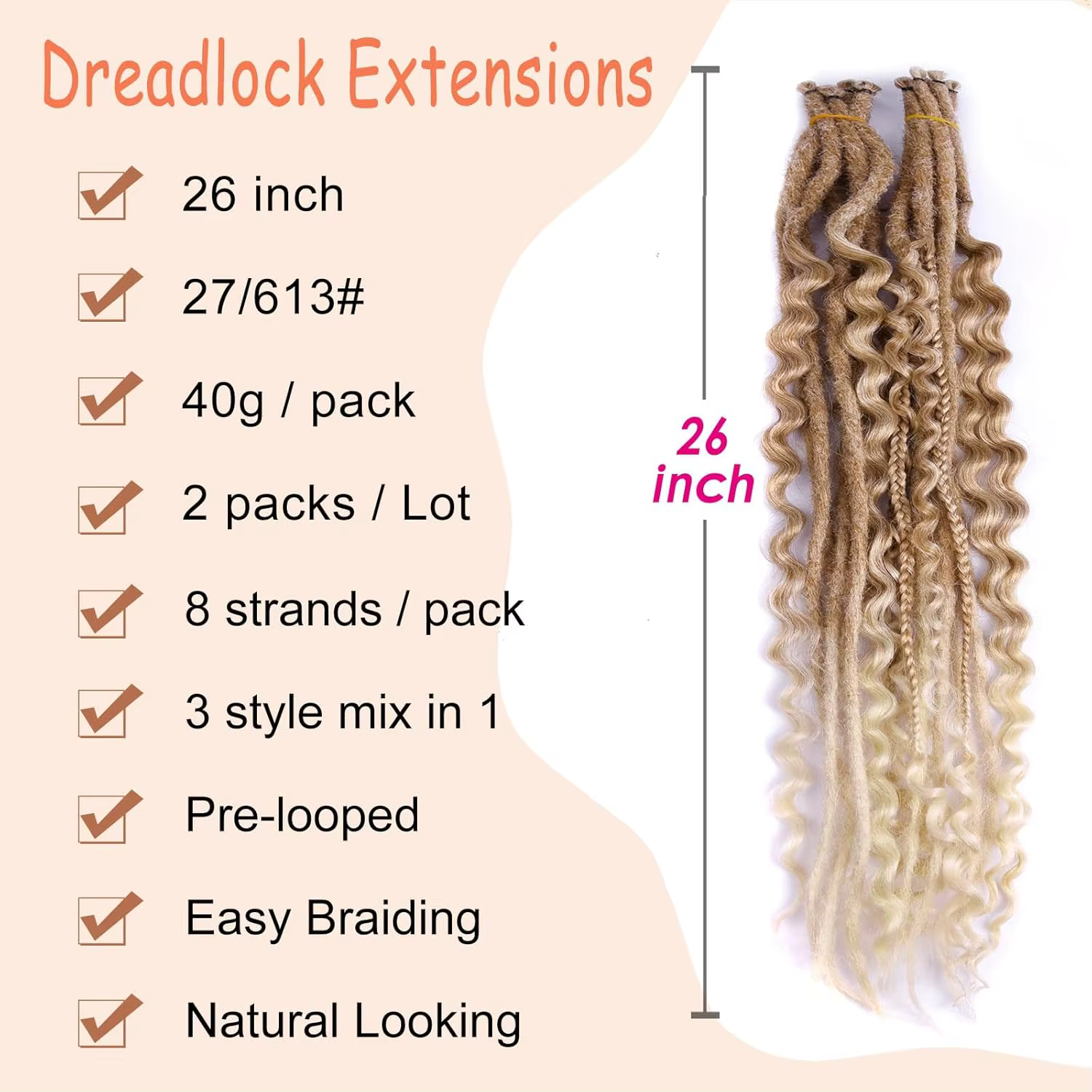 Extensions capillaires synthétiques 24 pouces, 16 brins/Lot, tresses SE Dreadlocs, 3 en 1, Style Hip