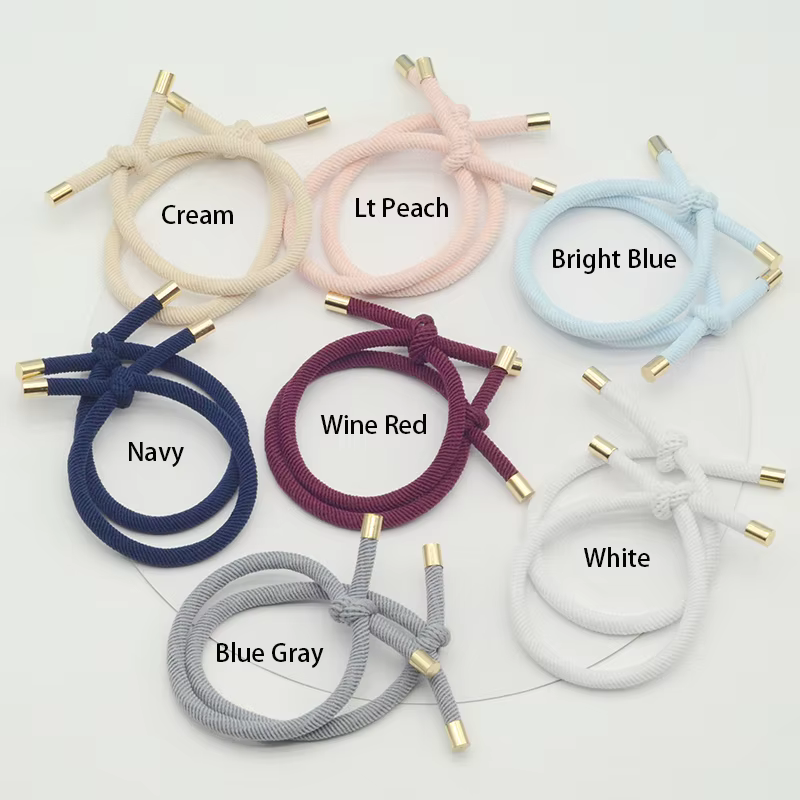 30 pièces 5mm cordons sergé noués bandes de cheveux élastiques casquettes dorées attaches de cheveux