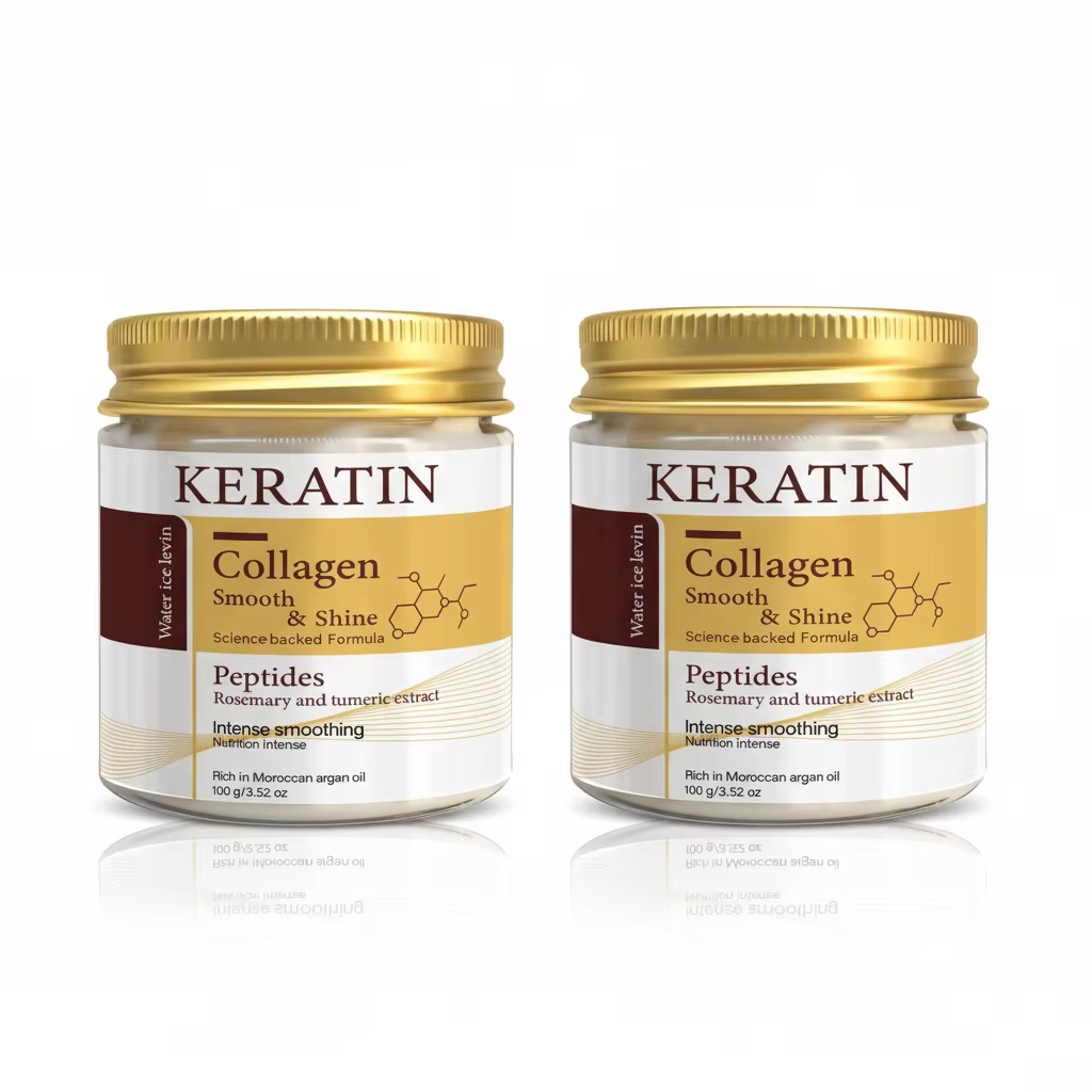 Masque capillaire lissant et brillant. Collagène, kératine, peptides. Gingembre, romarin, curcuma, a