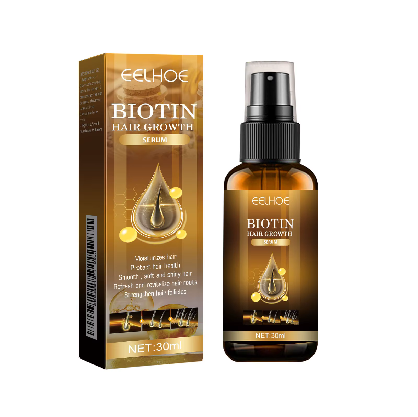 Spray de soin capillaire à la biotine, nourrit le cuir chevelu, réduit la perte de cheveux, stabilis